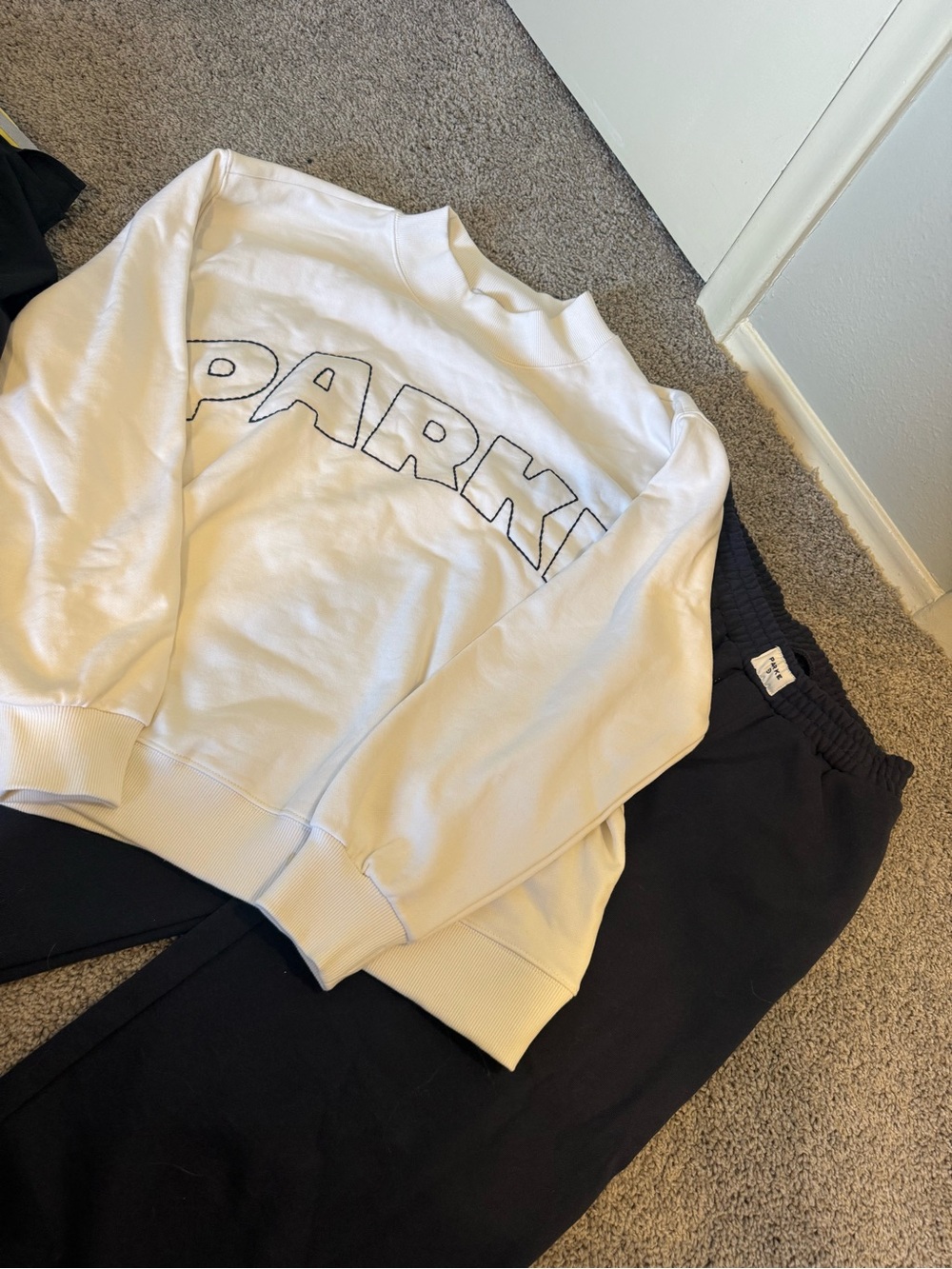 PARKE White Mockneck & Navy boxer pants set